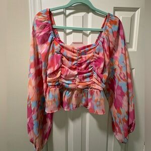 Colorful Women's Ruched Top